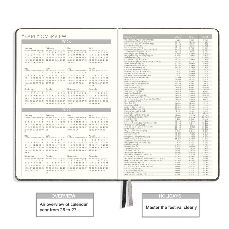 Lemome 2026 Planner - 2026 Weekly & Monthly Planner with Calendar Stickers, JAN 2026 - DEC 2026, 5.75" X 8.25", 2026 Calendar/Planner with Premium Thicker Paper, Pen Holder, Inner Pocket and 44 Notes Pages - Gray - Image 5